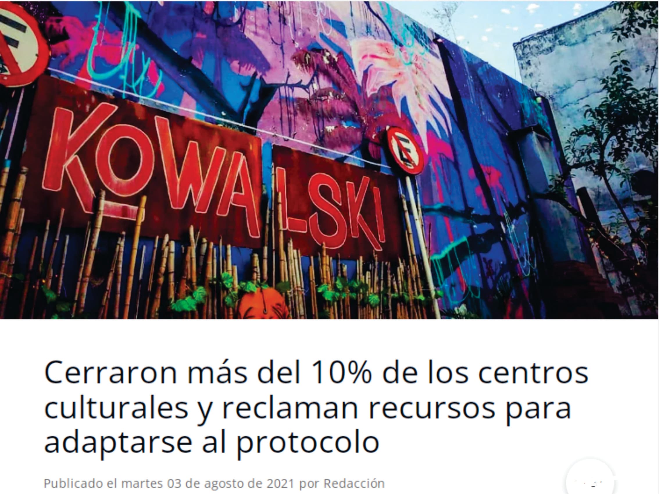 Cerraron más del 10% de los centros culturales y reclaman recursos para adaptarse al protocolo